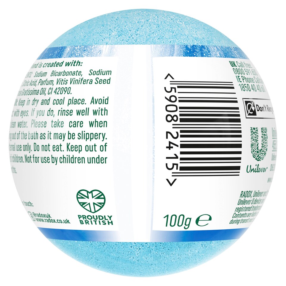 image 1 of Radox Mineral Therapy Blueberry Bath Bomb 100g
