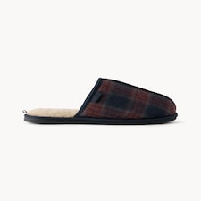 F&F Faux Fur Lined Checked Mule Slippers in Blue