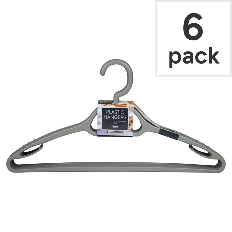 Tesco Hangers 6 Pack Grey