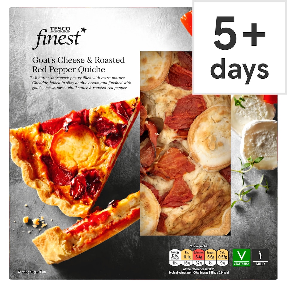 Tesco Finest Goat's Cheese & Roasted Red Pepper Quiche 400g