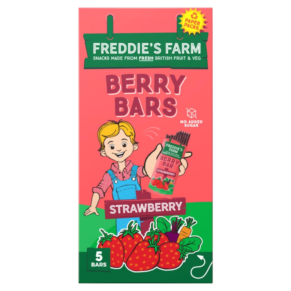 image 1 of Freddie's Farm Berry Bars - Strawberry 5 x 20g