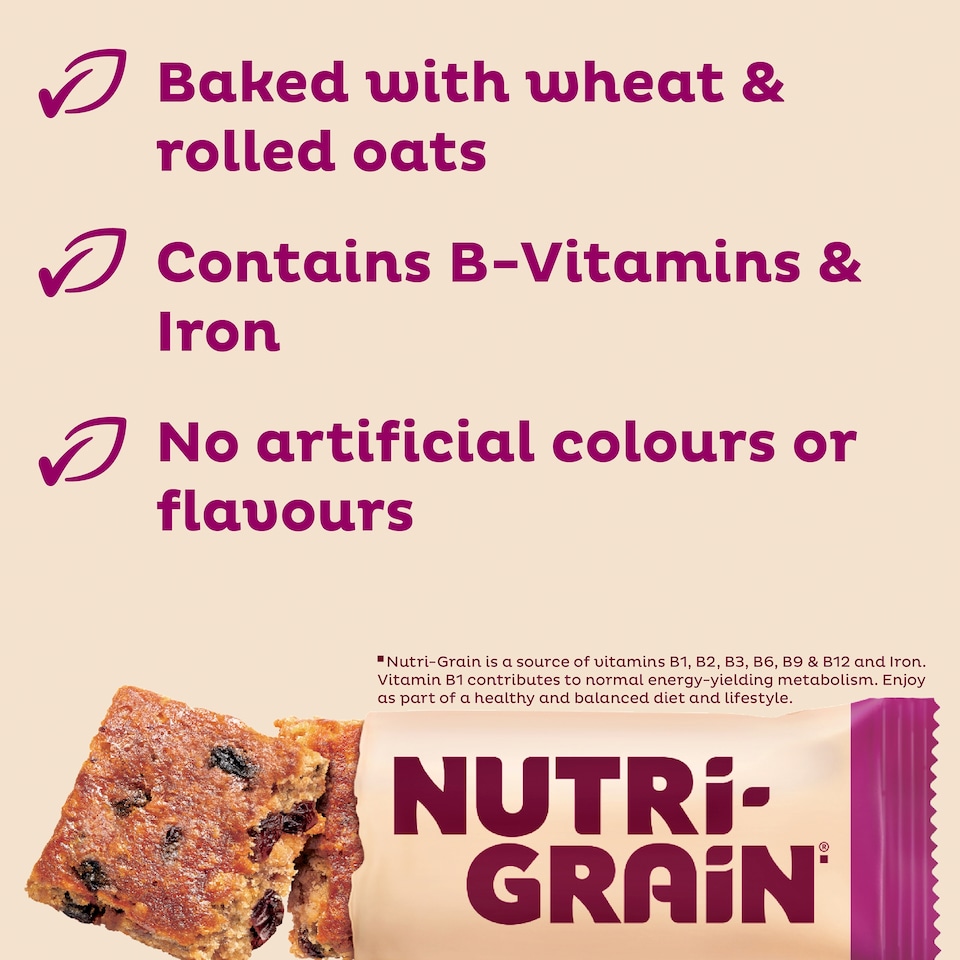 image 1 of Kellogg's Nutri-Grain Bakes Raisin Snack Bars 6x45g