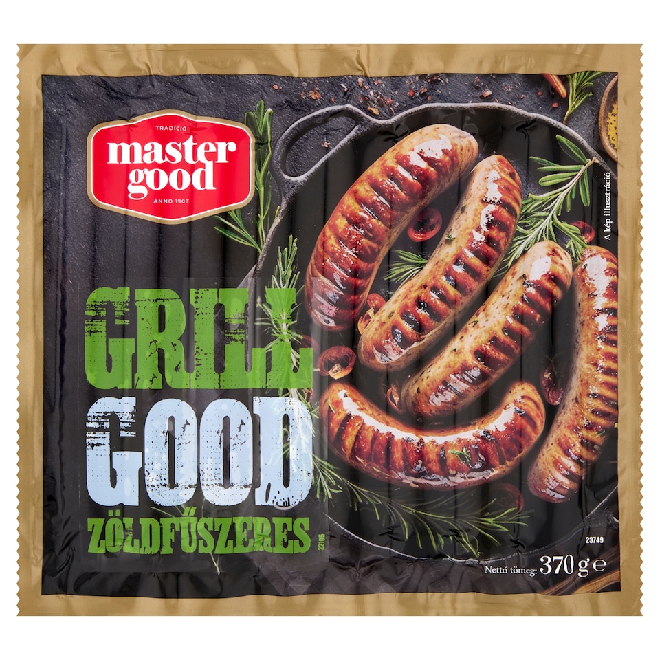 Master Good Grill Good füstölt, főtt, hámozott zöldfűszeres grillkolbász 370 g 1. kép