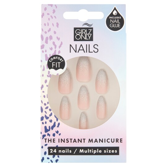 Girlz Only Nails Glitter Tip Almond 24 Nails Tesco Groceries