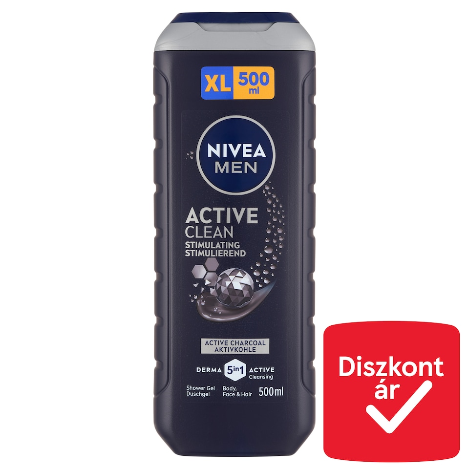NIVEA MEN Active Clean tusfürdő testre, arcra, hajra 500 ml  1. kép