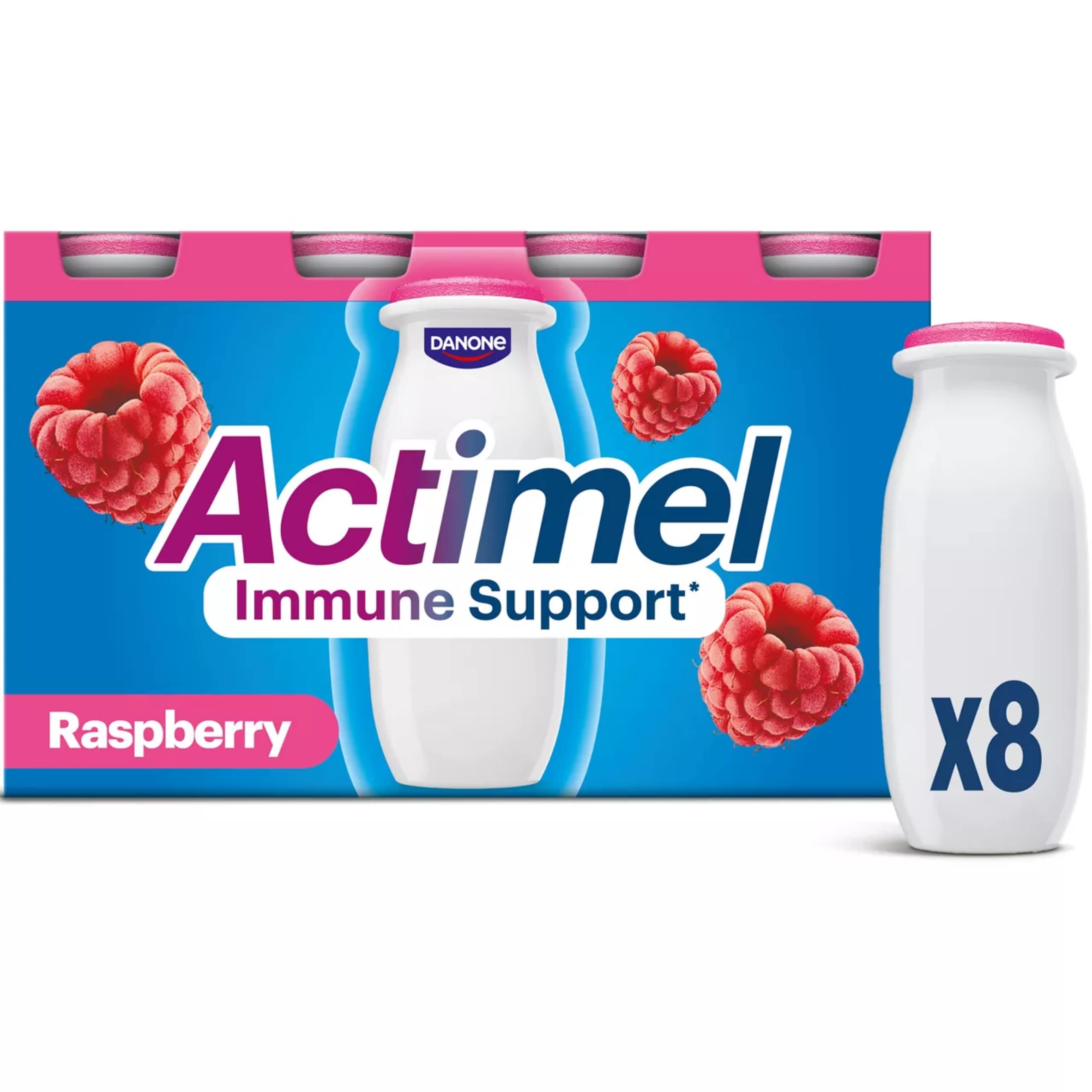 Actimel Raspberry Immune Support Yogurt Drink 8x100g