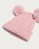 image 2 of F&F Girls Cable Knit Pom Pom Hat in Pink