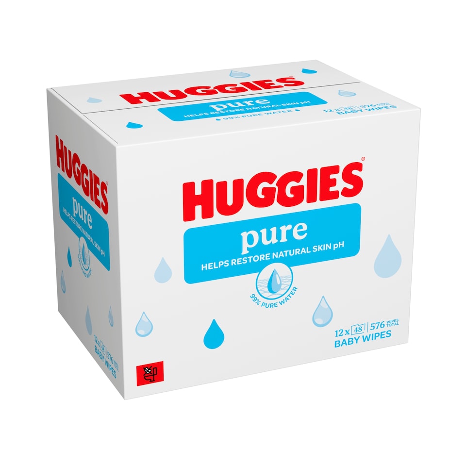 image 1 of Huggies Pure 0% Plastic Baby Wipes 12x48 576 Wipes