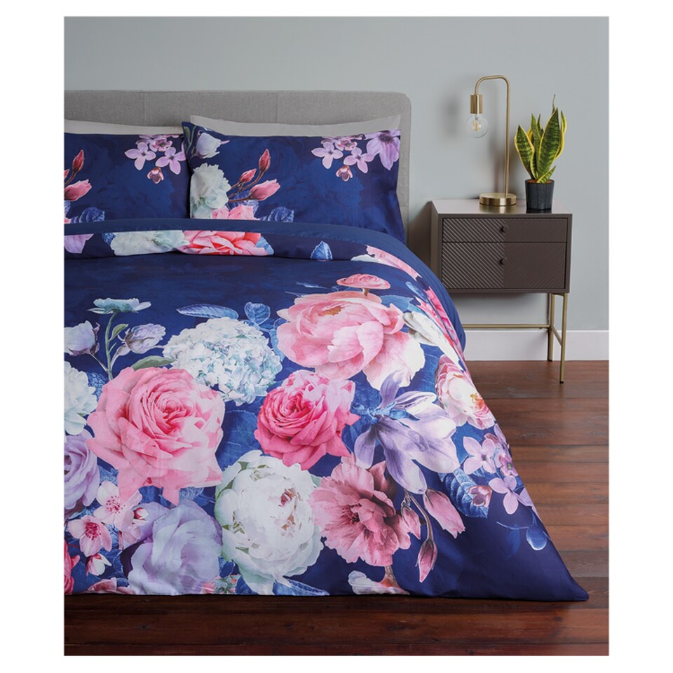 Fox & Ivy Navy Floral Duvet Set Kingsize