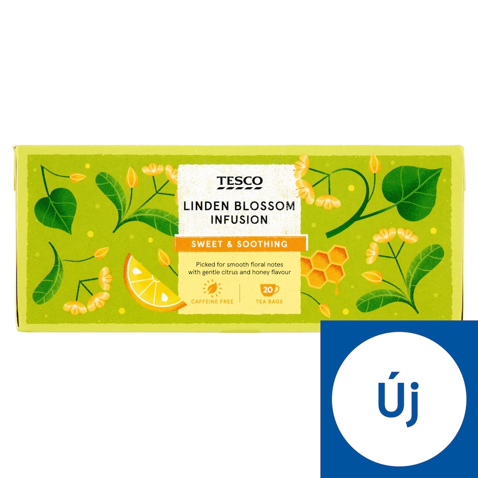 Tesco aromatizált, filteres méz ízű hársfa virág tea citromhéjjal 20 filter 40 g