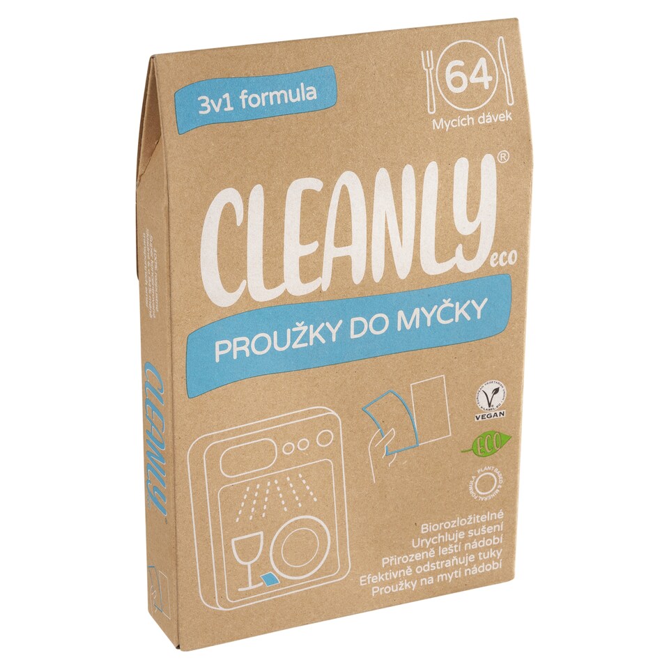 image 1 of Cleanly Eco 3in1 Formula Dishwasher Strips 64 Washes 32 pcs