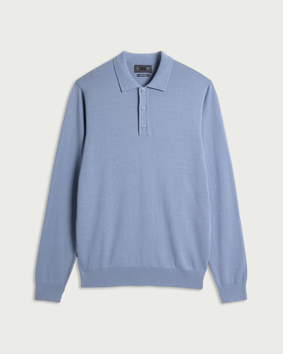 image 1 of F&F Pure Cotton Polo Knit Jumper in Blue