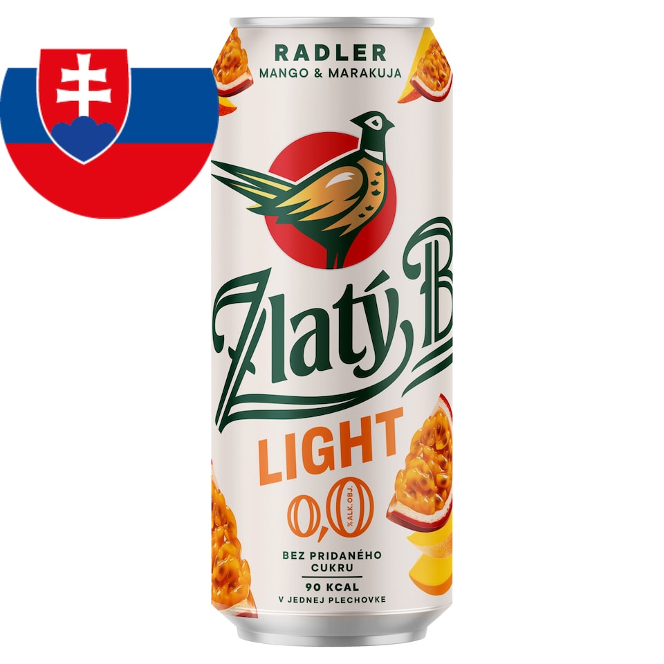 Zlatý Bažant Radler 0,0% Light Bez pridaného cukru Mango & Marakuja plechovka 500 ml