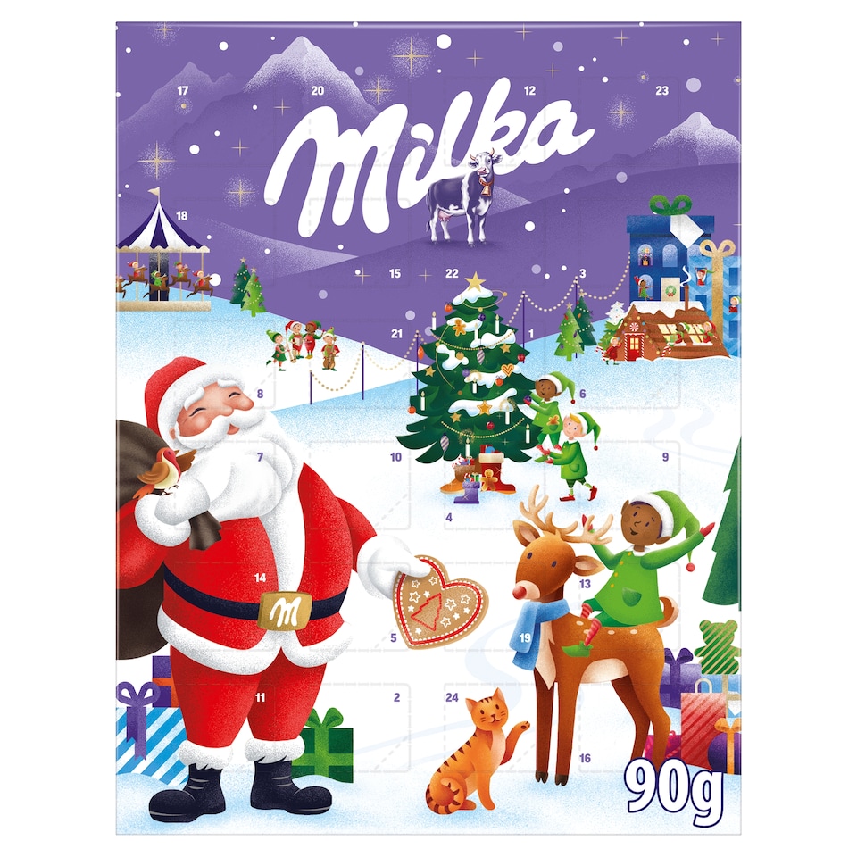 Milka adventní kalendář, mléčná čokoláda 90g
