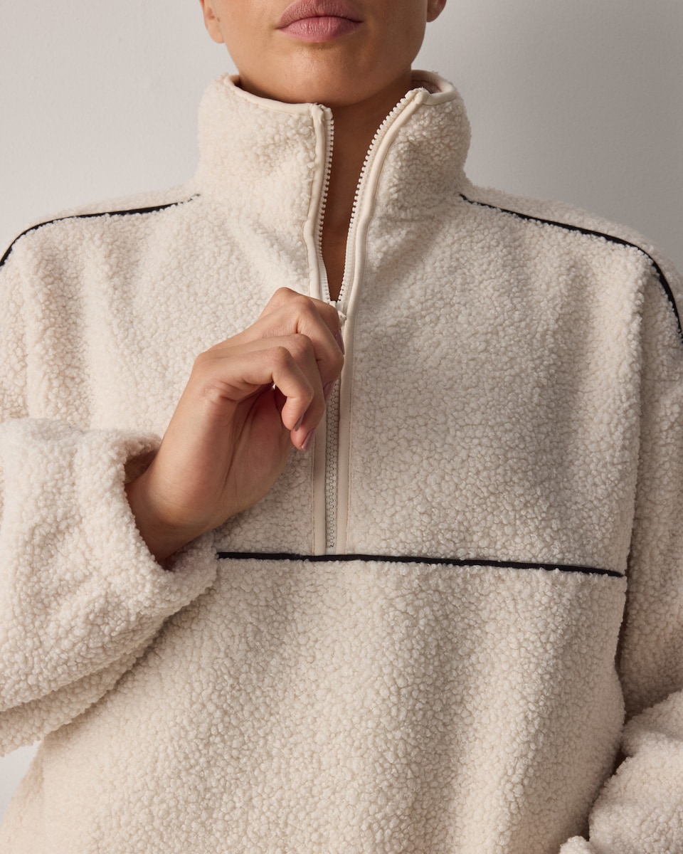 image 1 of F&F Active OUTDOOR Fleece Half Zip Jacket in Cream