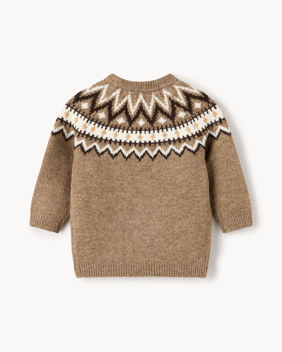 image 1 of F&F Baby Fair Isle Jumper in Brown