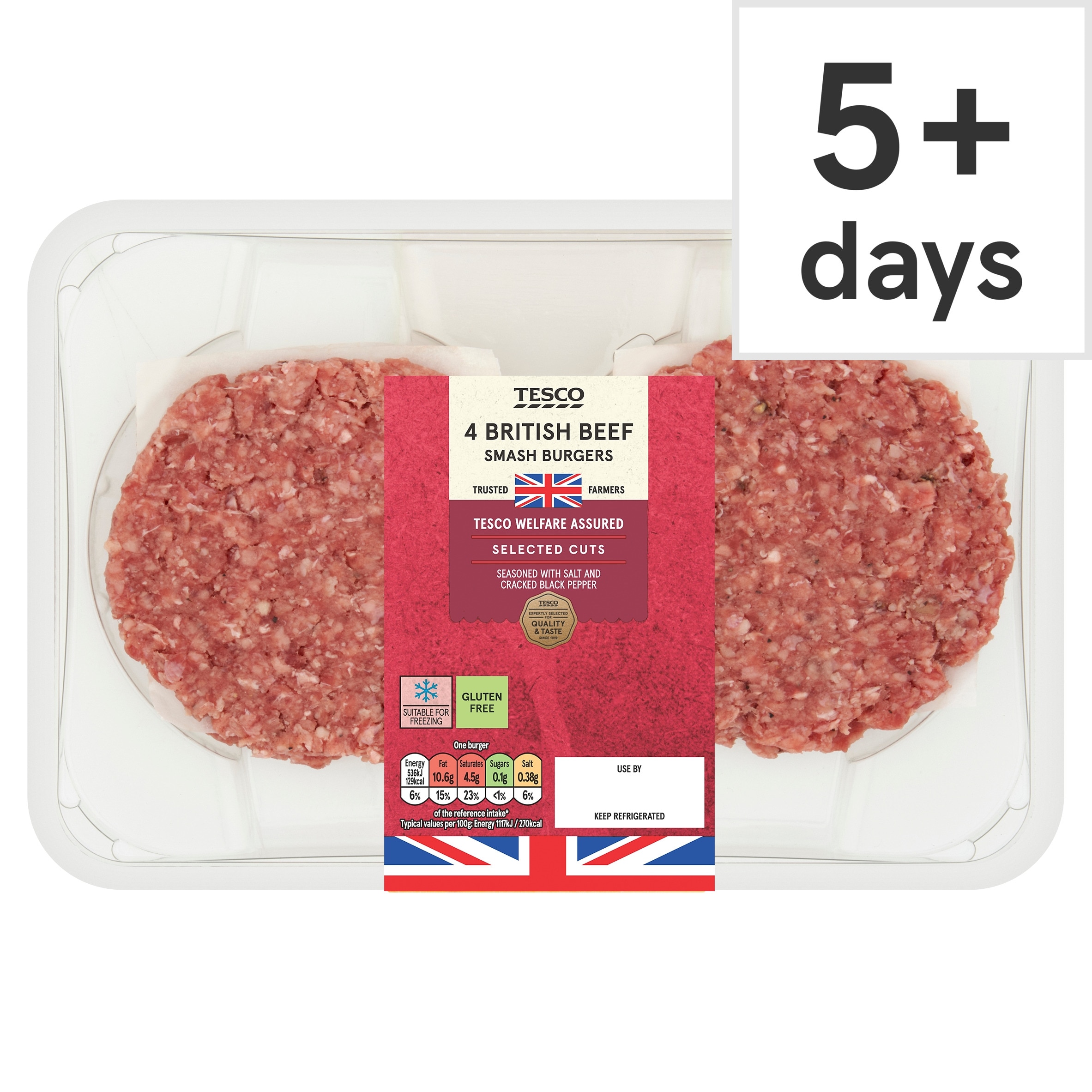 Tesco 4 Smash Burger 340g