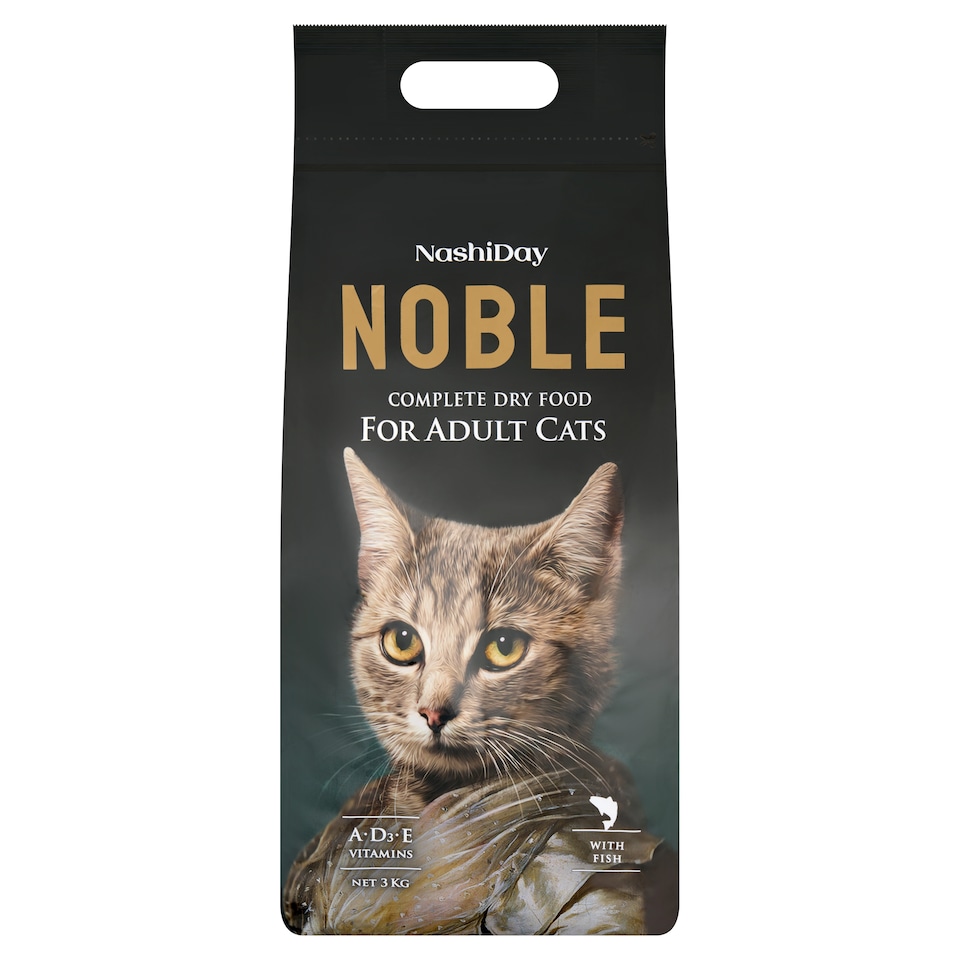 NashiDay Noble teljes értékű száraz állateledel felnőtt macskák számára hallal 3 kg  1. kép