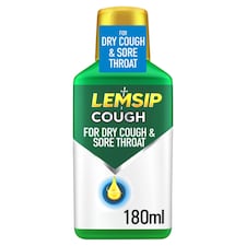 Lemsip Cough Liquid - Dry Cough & Sore Throat Relief 180ml