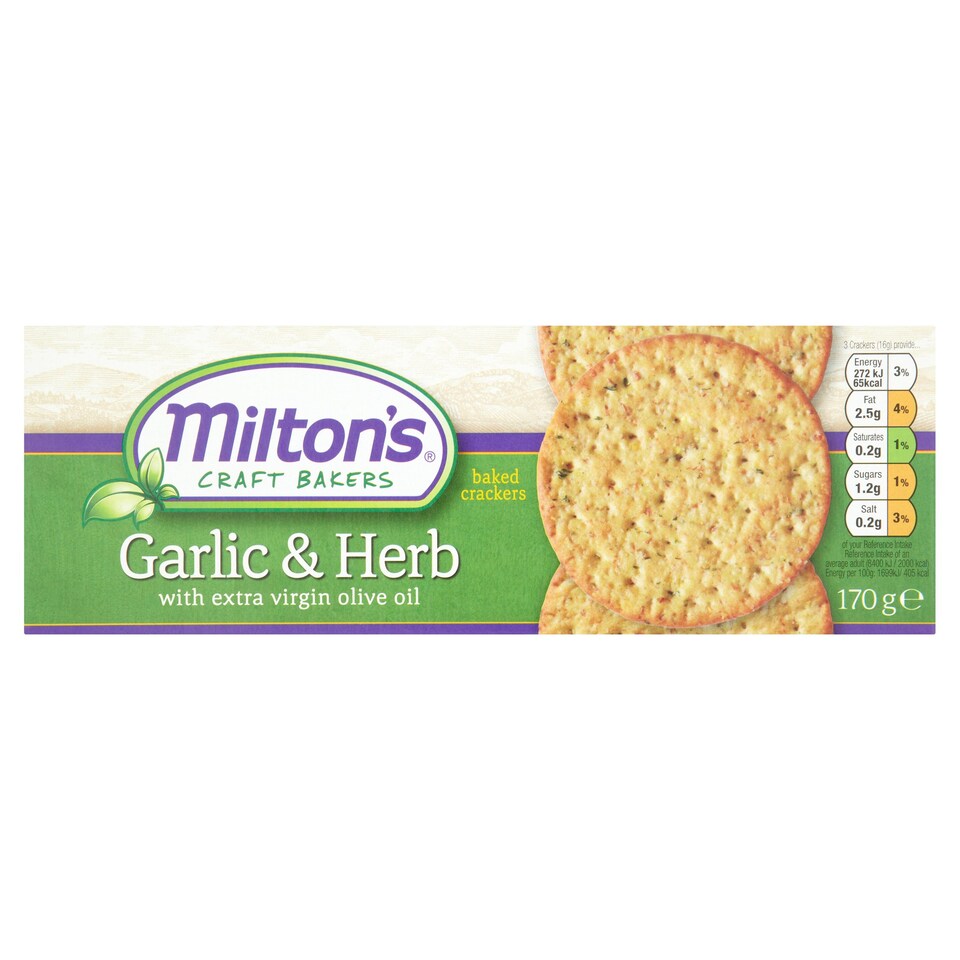Milton's Garlic And Herb Crackers 170G
