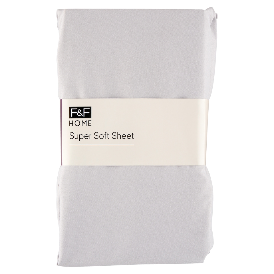 F&F Home Super Soft Microfiber Fitted Sheet Silver 100 x 200 cm