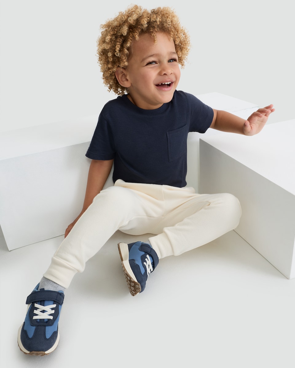 image 1 of F&F Boys Cotton Rich Cuffed Cargo Joggers in Stone