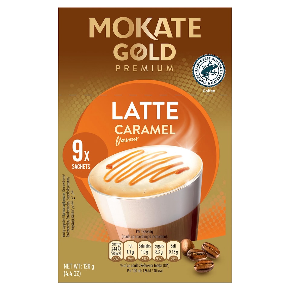 Mokate Gold Premium Latte Caramel 9 Sachets 126g