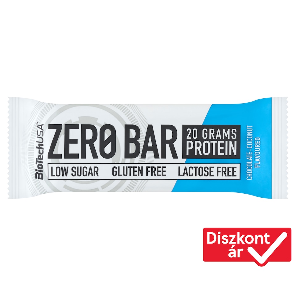 BioTechUSA Zero Bar csokoládé-kókusz ízű fehérjeszelet édesítőszerrel 50 g  1. kép
