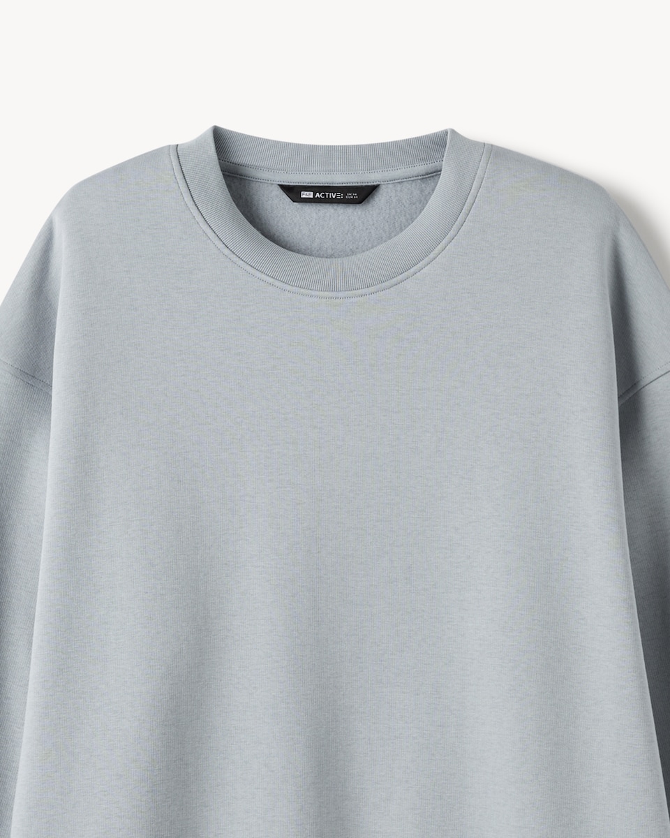 image 1 of F&F Active EVERYHOUR Cotton Rich Crew Neck Sweatshirt in Blue