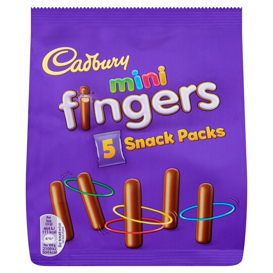 image 1 of Cadbury Mini Fingers Snack Packs 5X22g