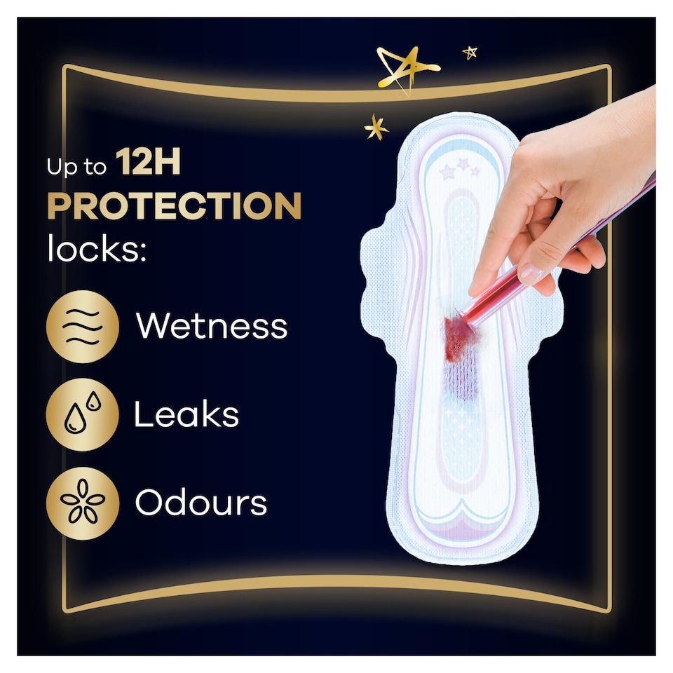 image 1 of Always Ultra Secure Night Extra Sanitary Towels Size 5 Wings 14 Pack