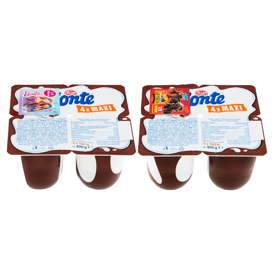 Obrázek 1 pro produkt Zott Monte Mléčný dezert čokoládový s lískovými oříšky 4 x 100g (400g)