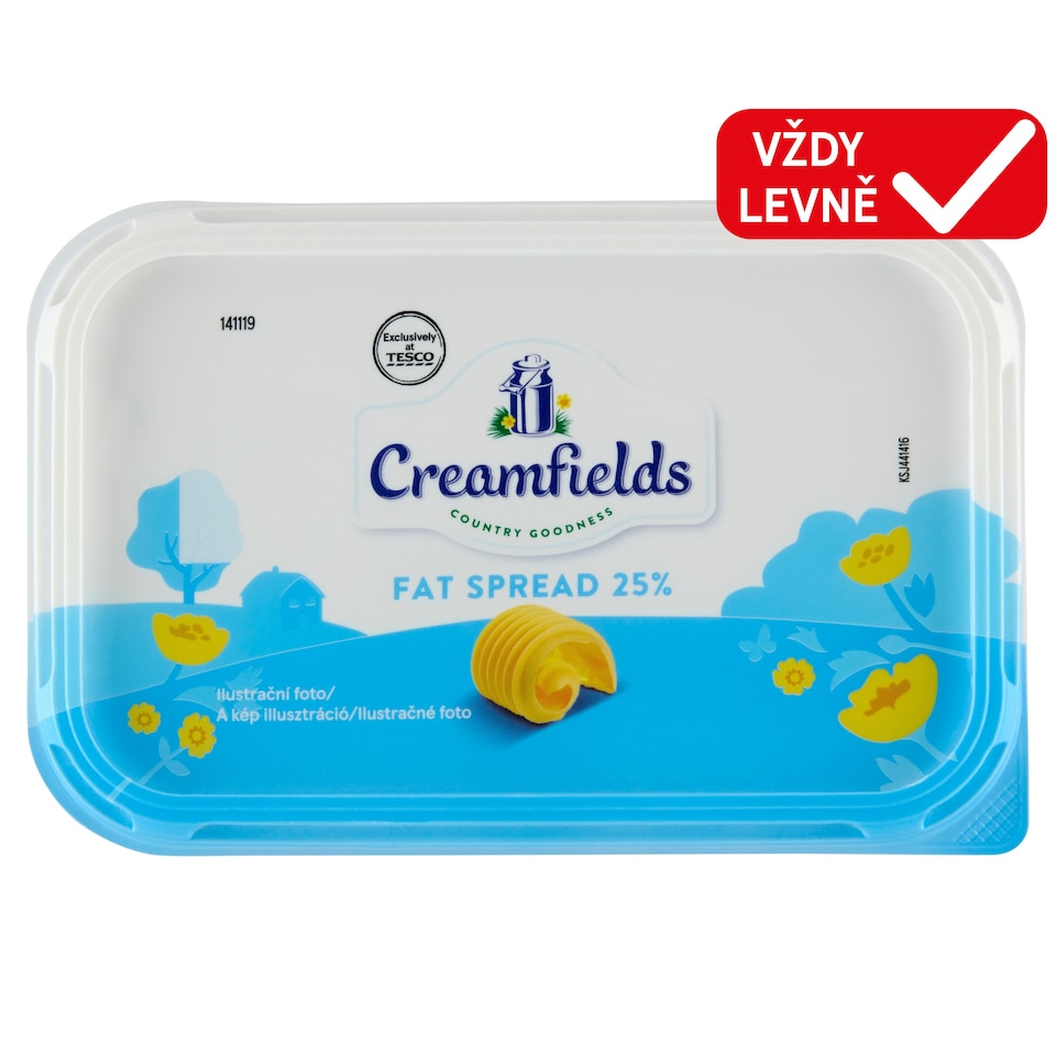 Tesco Creamfields rostlinný roztíratelný tuk 500g 