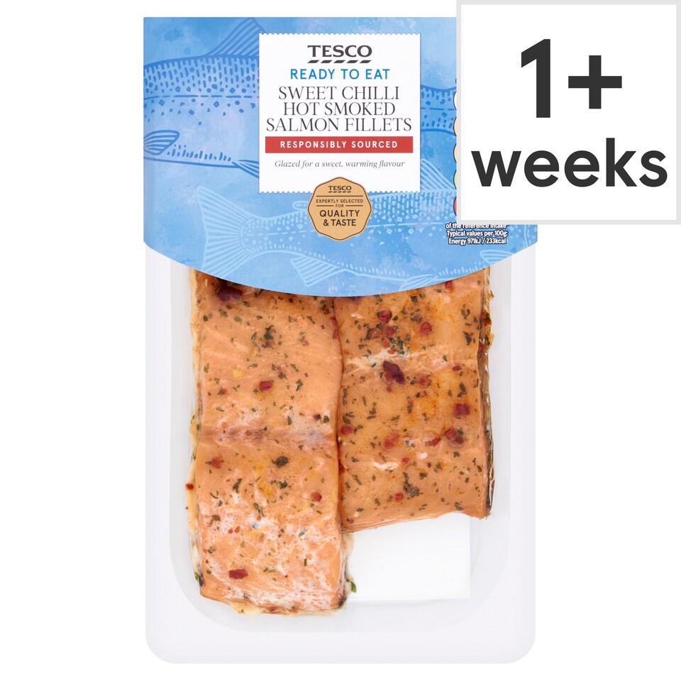 Tesco Ready to Eat Sweet Chilli Hot Smoked Salmon Fillets 180g