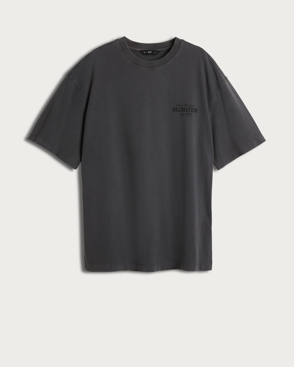 image 1 of 9 Peaks Pure Cotton Slogan Oversized T-Shirt in Grey