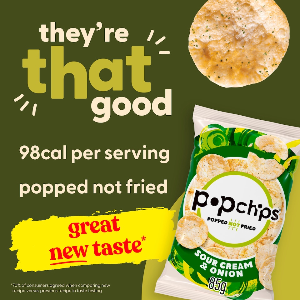image 1 of Popchips Sour Cream & Onion Sharing Crisps 85g
