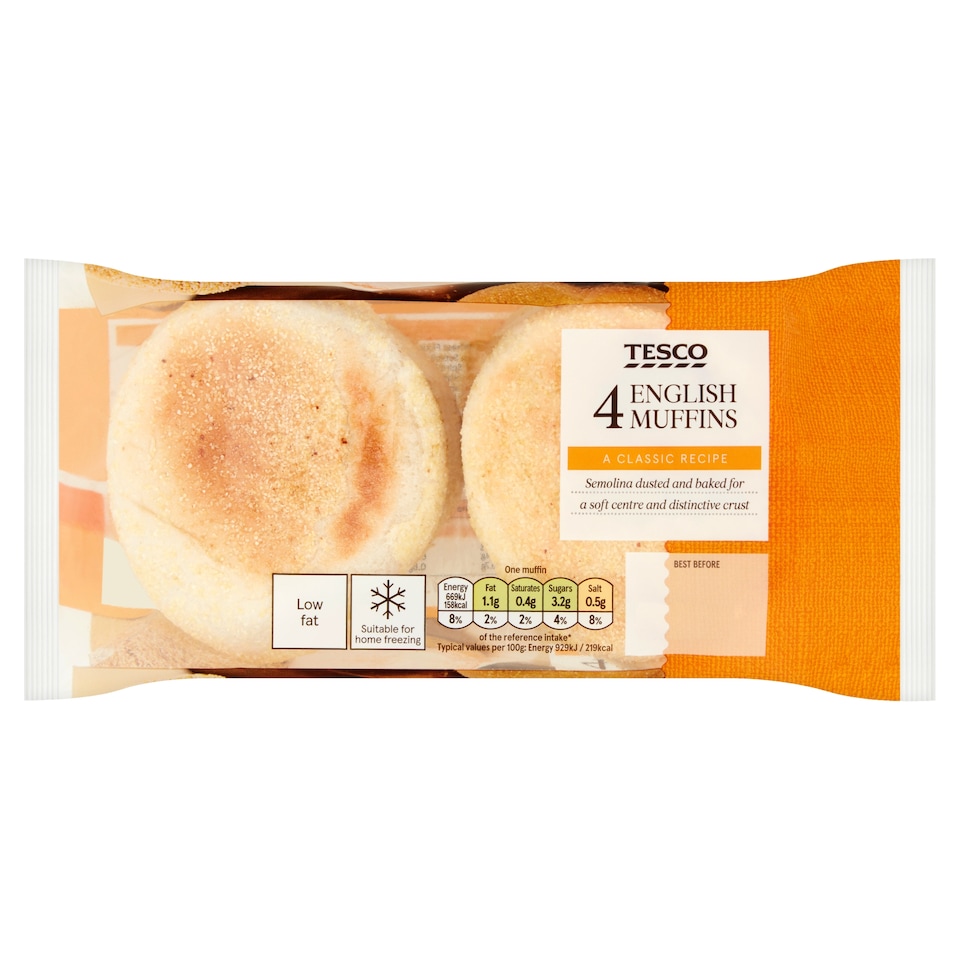 Tesco White English Muffins 4 Pack