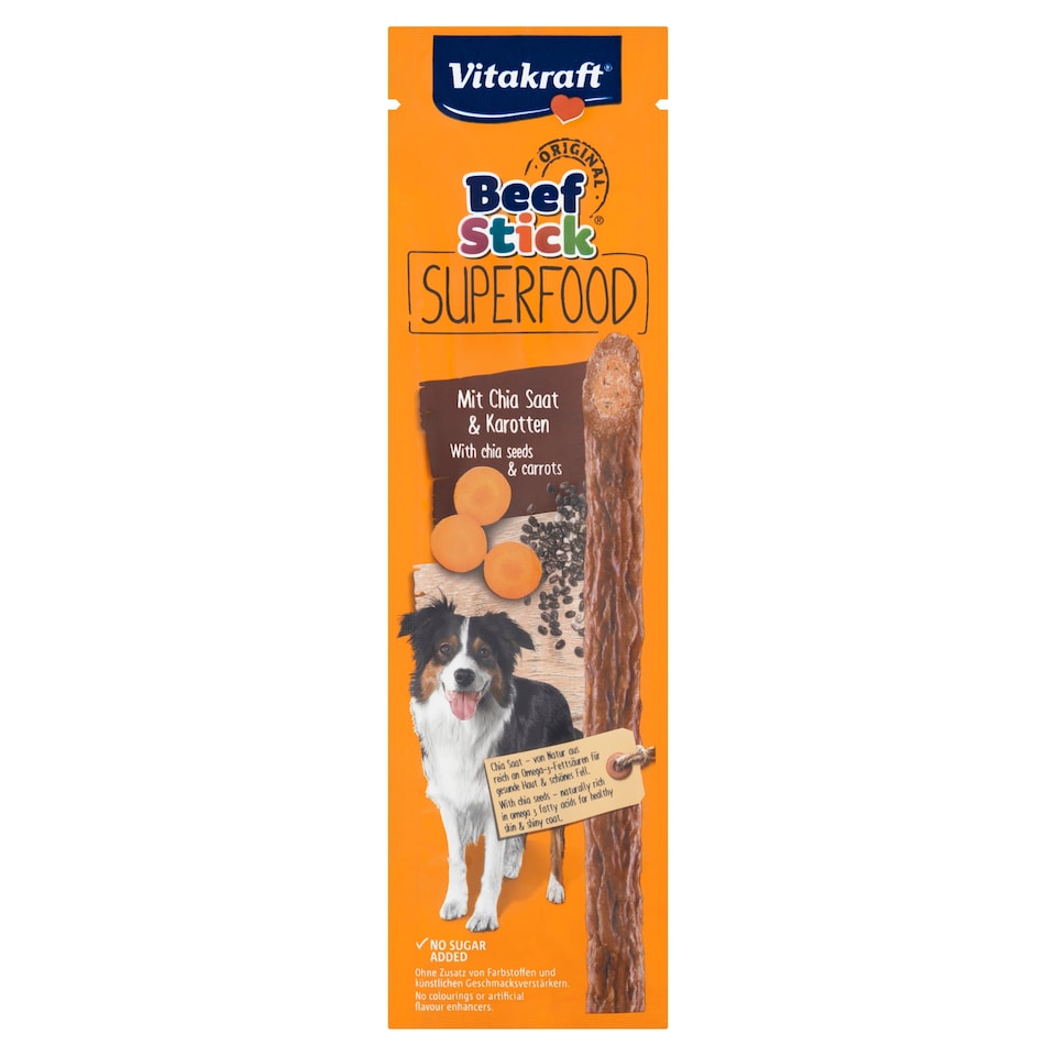 image 1 of Vitakraft Beef Stick Superfood + Carrots & Chia Seeds 25g