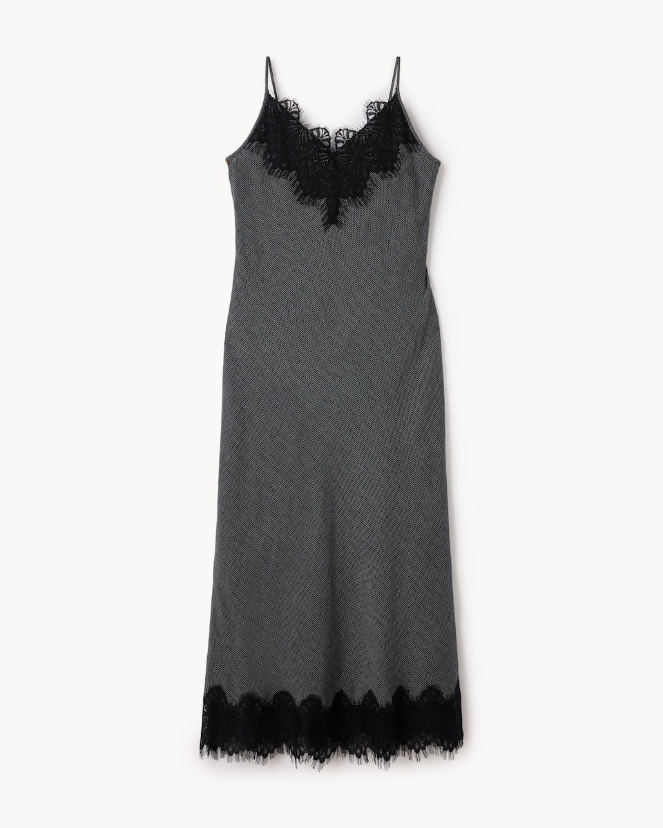 image 1 of F&F Pure Cotton Checked Lace Trim Midi Dress in Multi Black