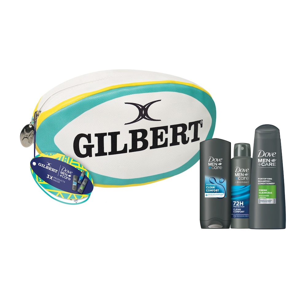 image 1 of Dove Men + Care & Gilbert Rugby Ball Washbag