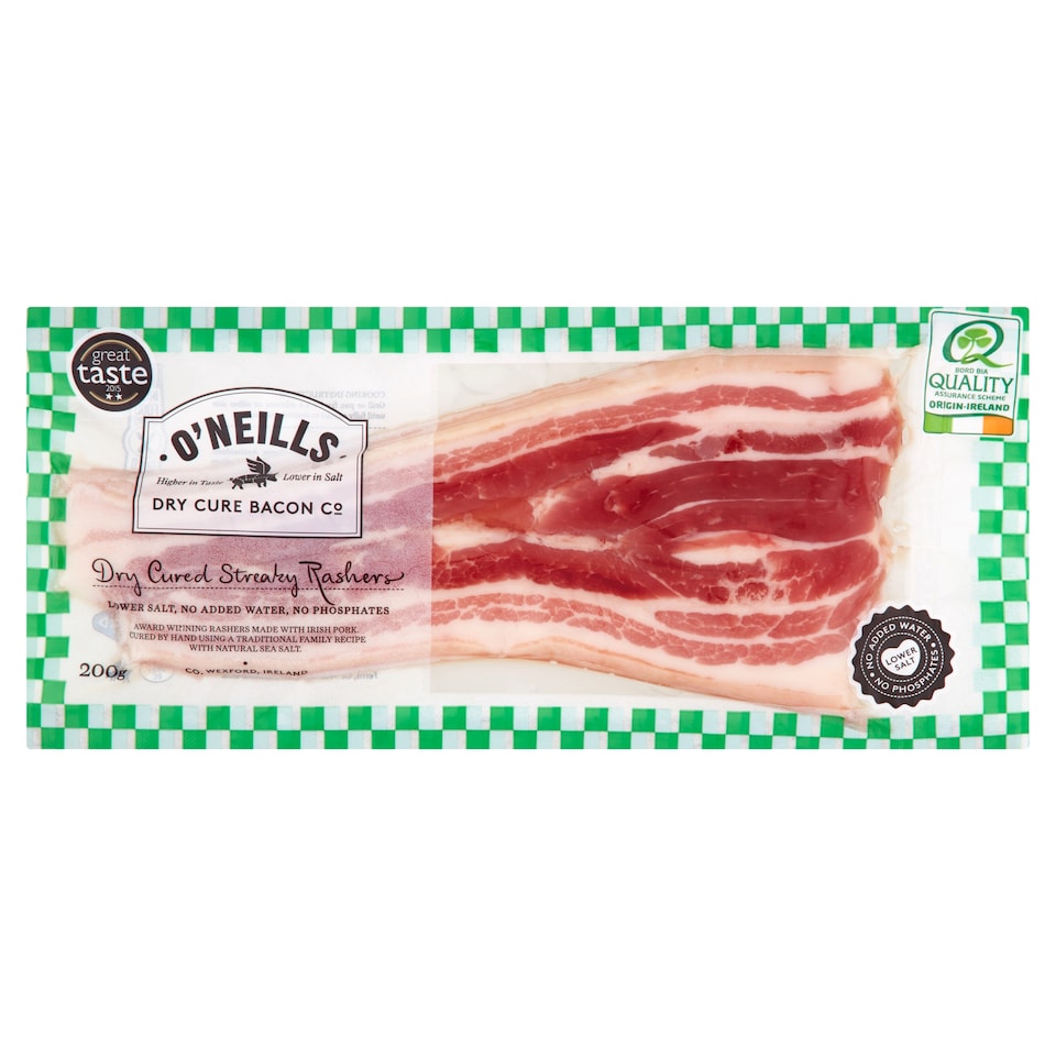 O'neills Dry Cure Streaky Rashers 200G