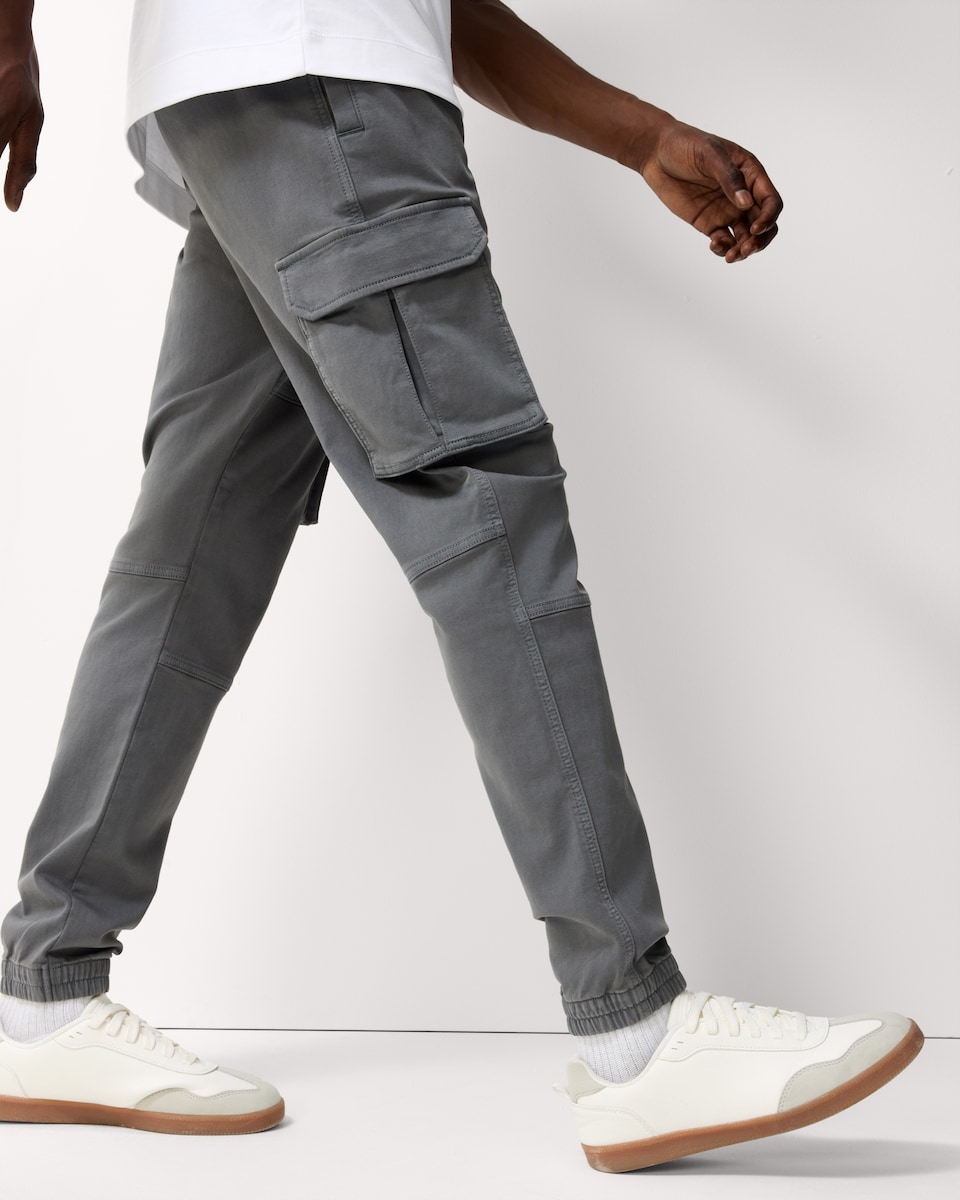 image 1 of F&F Cotton Rich Cuffed Cargo Trousers in Grey