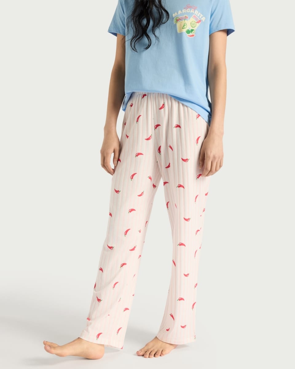 image 1 of F&F Pure Cotton Margarita Pyjama Set in Multi Blue