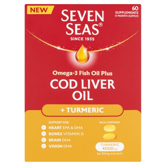 Seven Seas Supplement Cod Liver Oil Plus Turmeric Supplement 60 Pack