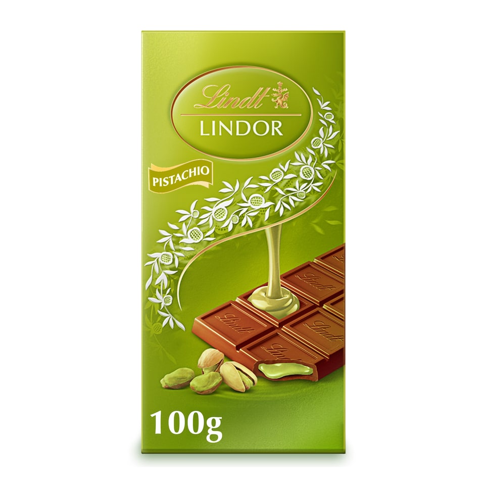 image 1 of Lindt Lindor Pistachio Chocolate Bar 100G