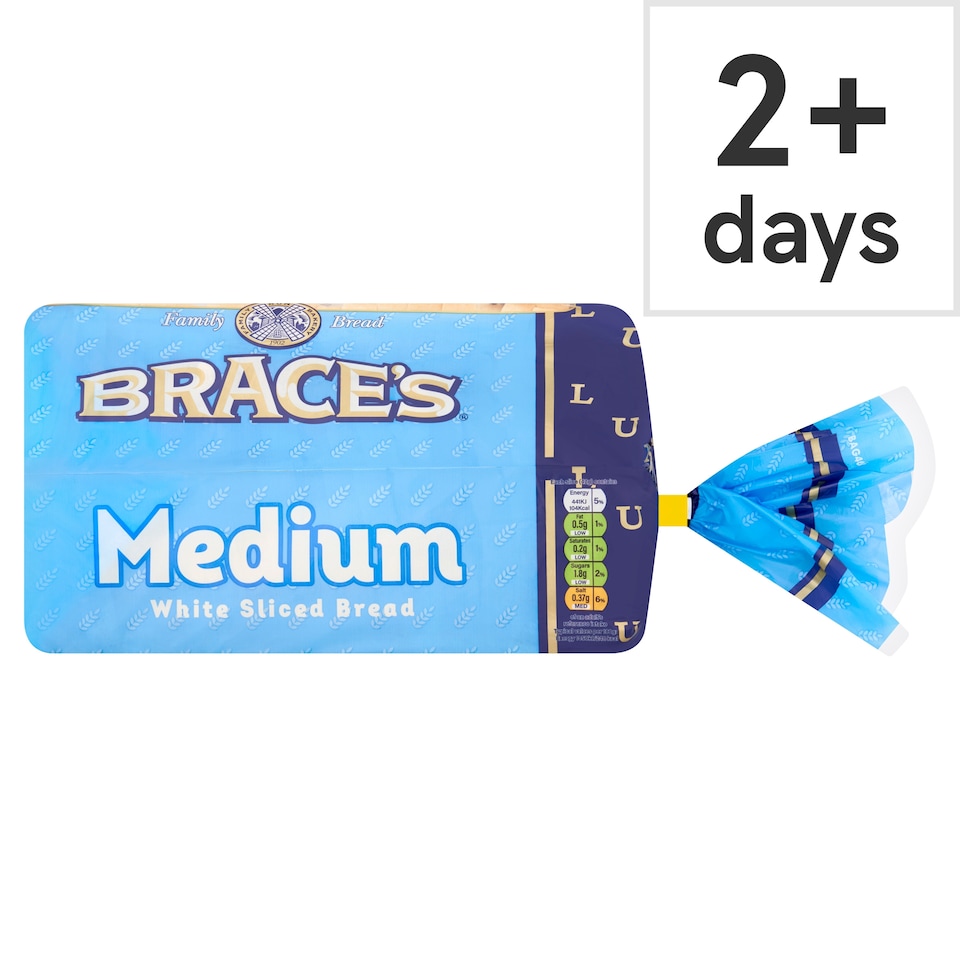 Brace's Luxury Family White Bread - Medium Sliced 800g