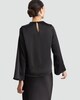 image 3 of F&F Satin Cowl Neck Long Sleeved Blouse in Black