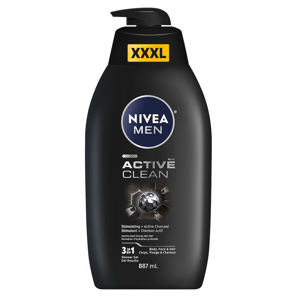 Nivea Men Active Clean 3 in 1 Shower Gel 887ml