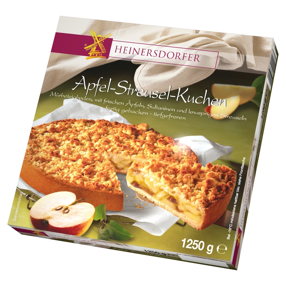 Heinersdorfer almás-mazsolás, linzertésztás fagyasztott torta almakészítménnyel 1250 g