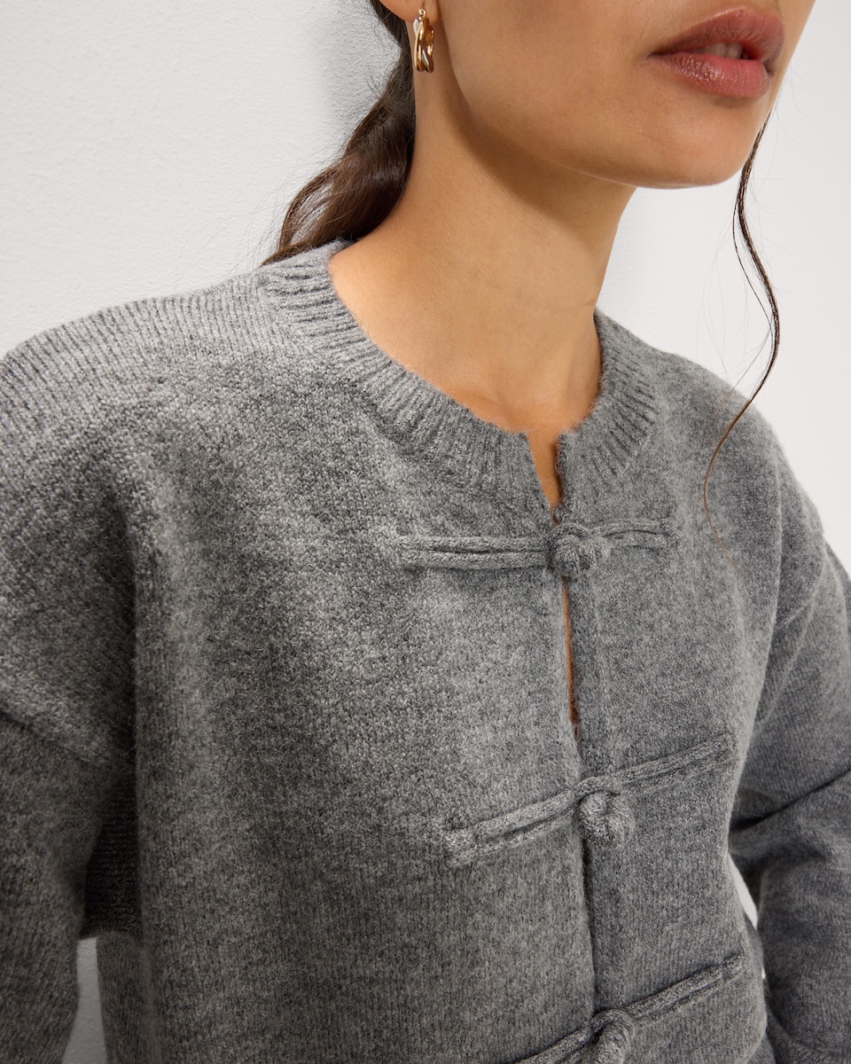 image 1 of F&F Button Detail Cardigan in Grey